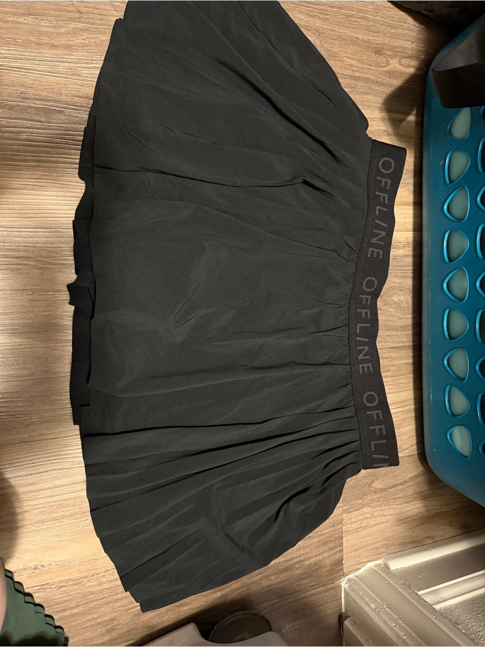 Black Pleated Mini Skort - Casual Elastic Waist
